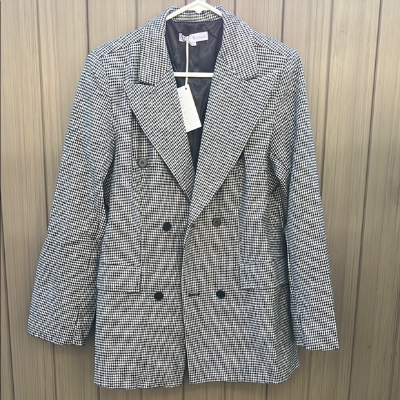 Trish Scully Jackets & Blazers - Trish Scully Women's Houndstooth Double Breasted Blazer 12 Wool Academia Preppy